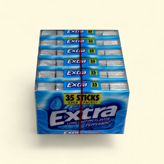 Extra Peppermint Chewing Gum, Mega Pack (6 Count) — authentic US product shipped worldwide by Treatspree