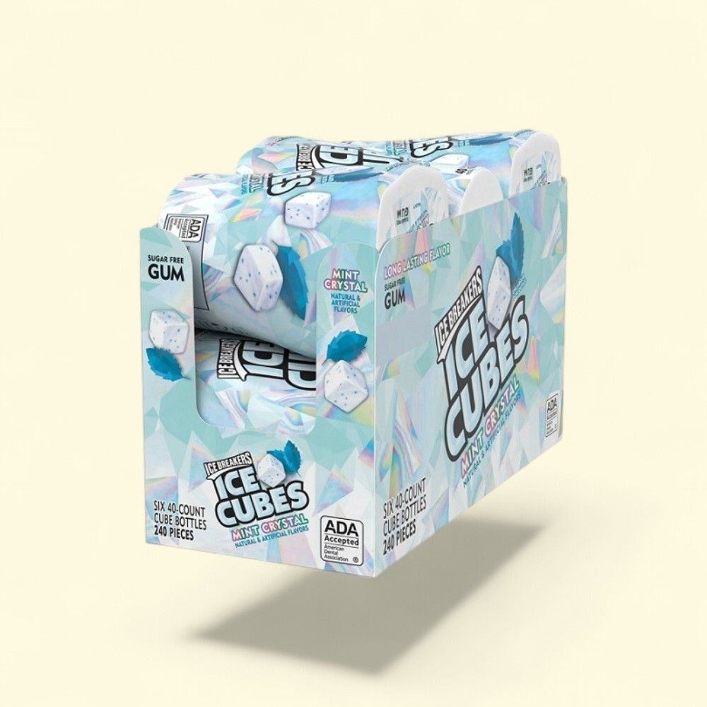 Ice Breakers Ice Cubes Gum, Mint Crystal, 6 Count Bottle — authentic US product shipped worldwide by Treatspree