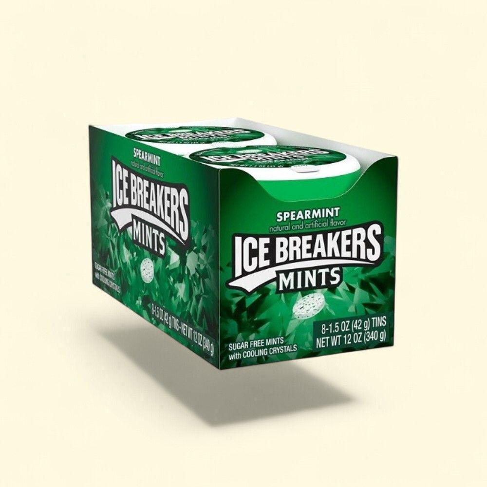 Ice Breakers Spearmint Sugar-Free Mints Tin, 8 Count — authentic US product shipped worldwide by Treatspree