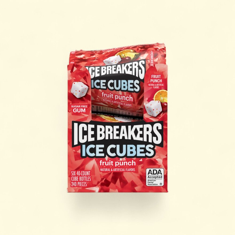 Ice Breakers Fruit Punch Ice Cubes Gum - 6 Bottles — authentic US product shipped worldwide by Treatspree