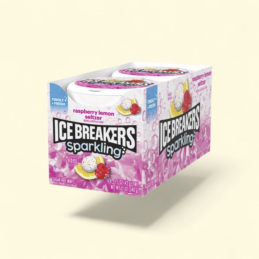 Ice Breakers Sparkling Raspberry Lemon Mints (8 x 1.5oz) — authentic US product shipped worldwide by Treatspree