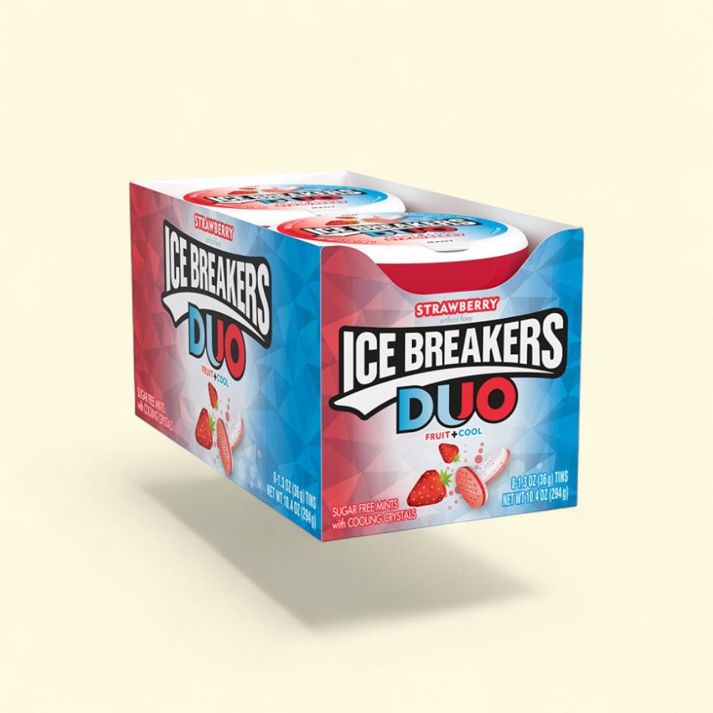 Ice Breakers Strawberry Duo Mints, 8 Count — authentic US product shipped worldwide by Treatspree