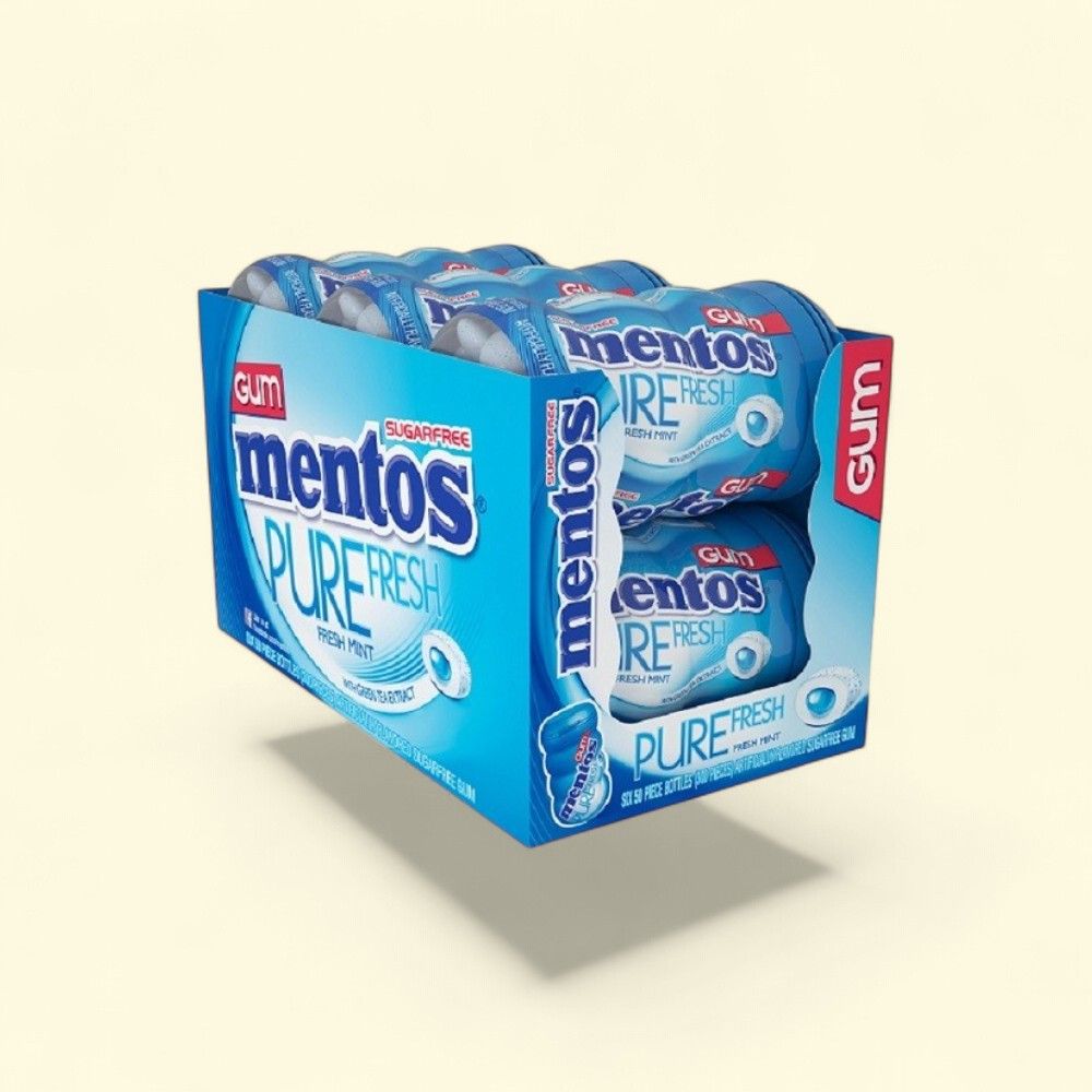 Mentos Pure Fresh Mint Chewing Gum - Big Bottle, 6 Count — authentic US product shipped worldwide by Treatspree