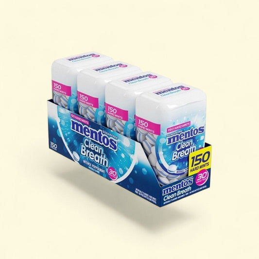 Mentos Peppermint Clean Breath Mints, Bottle, 4 Count — authentic US product shipped worldwide by Treatspree