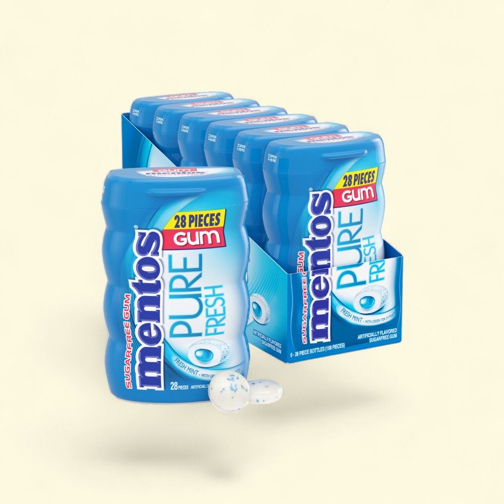 Mentos Pure Fresh Mint Gum, 28 Pieces, 6-Pack — authentic US product shipped worldwide by Treatspree