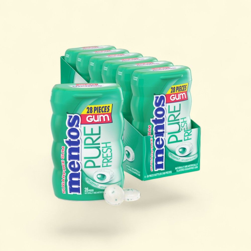 Mentos Pure Fresh Spearmint Gum, 6-Pack — authentic US product shipped worldwide by Treatspree