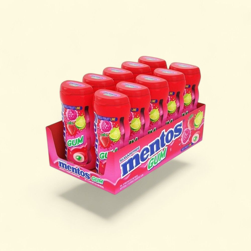 Mentos Red Fruit Lime Chewy Mints Candy (10-Pack) — authentic US product shipped worldwide by Treatspree