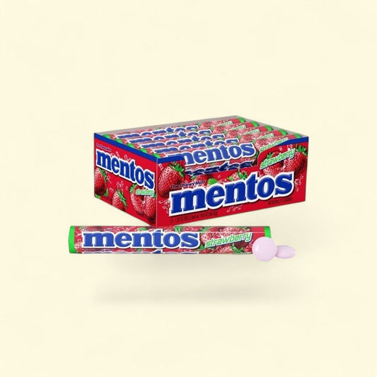 Mentos Chewy Mint Candy Rolls, Strawberry Flavor (Pack of 15) — authentic US product shipped worldwide by Treatspree