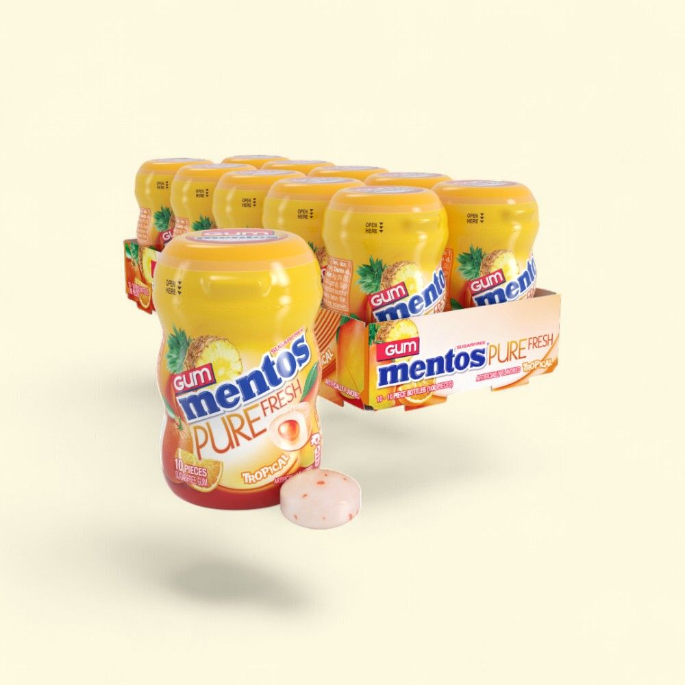 Mentos Tropical Gum (10 Count, 0.70 oz) — authentic US product shipped worldwide by Treatspree