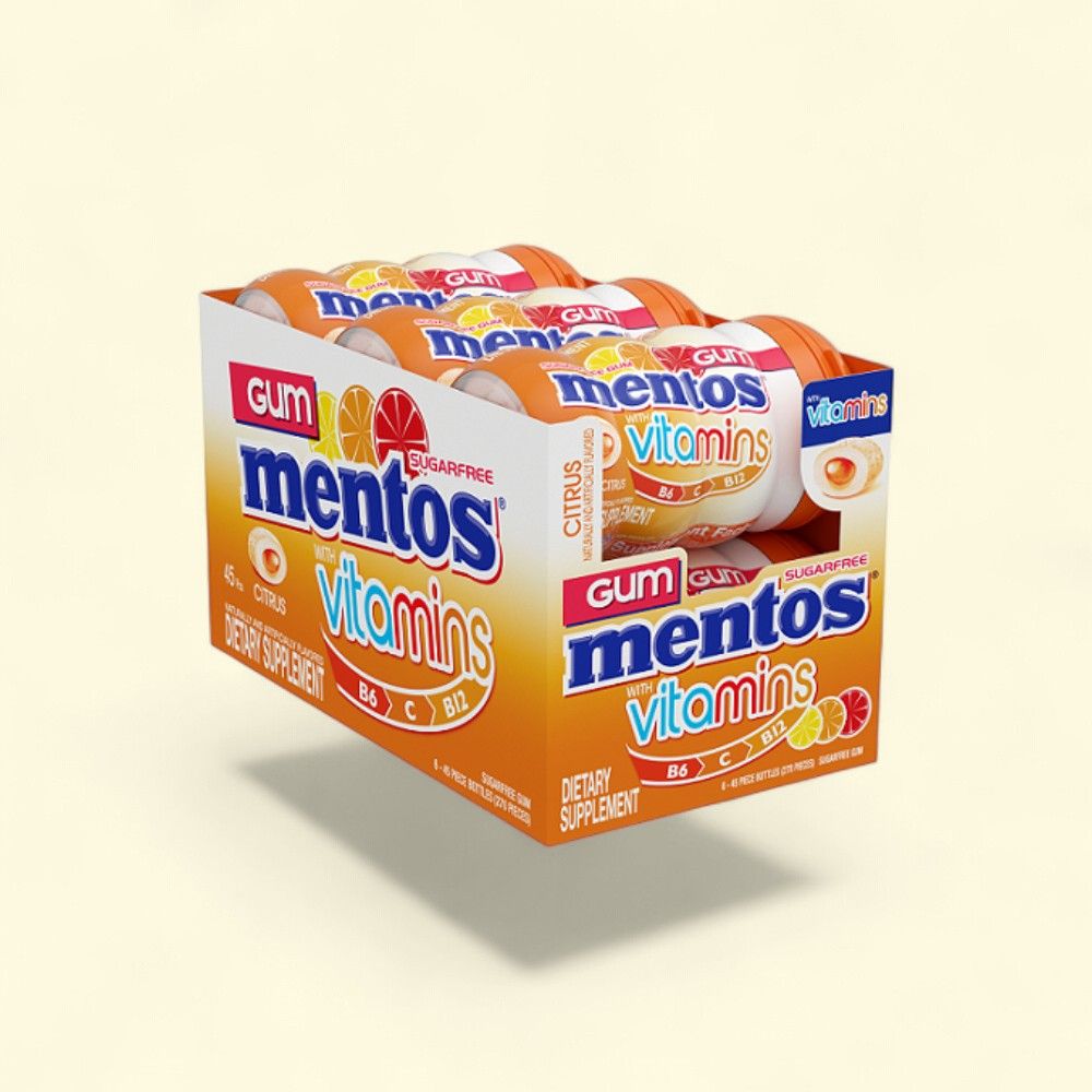 Mentos Vitamin Citrus Mints, Large Bottle, 6-Pack — authentic US product shipped worldwide by Treatspree