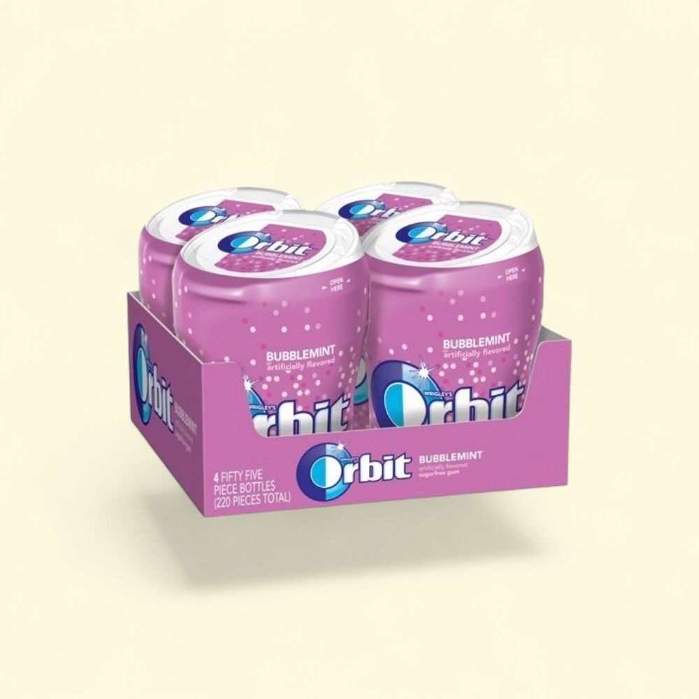 Orbit Bubblemint Chewing Gum, Big Bottle, 4 Count — authentic US product shipped worldwide by Treatspree
