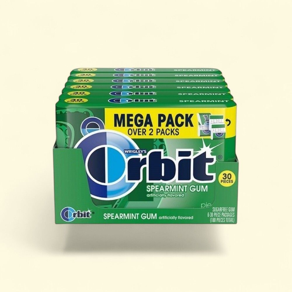 Orbit Spearmint Mega Pack Chewing Gum, 6 Count — authentic US product shipped worldwide by Treatspree