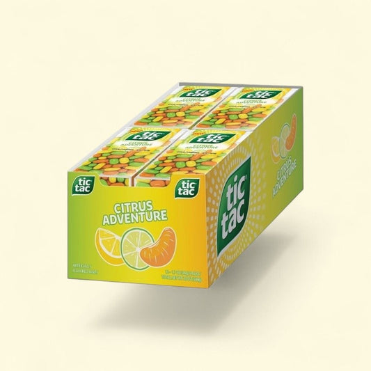 Tic Tac Citrus Adventure Mints T100, Pack of 12 — authentic US product shipped worldwide by Treatspree