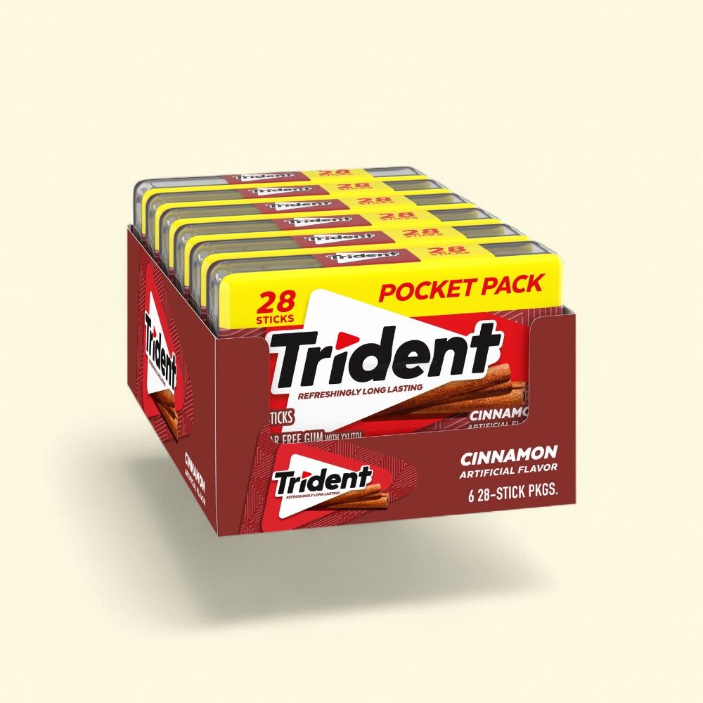 Trident Cinnamon Sugar-Free Chewing Gum (6 Count) — authentic US product shipped worldwide by Treatspree