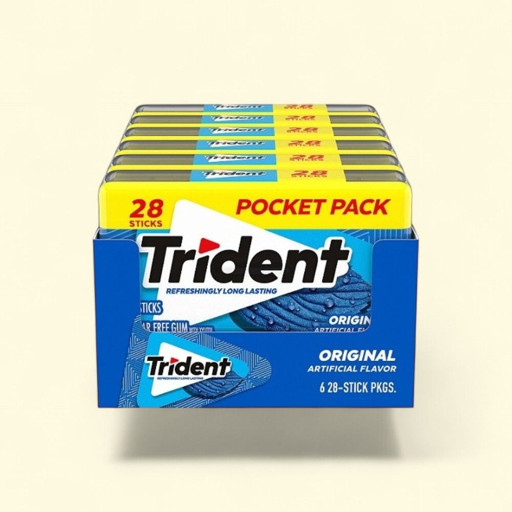 Trident Original Sugar-Free Gum Pocket Pack, 6 Count — authentic US product shipped worldwide by Treatspree