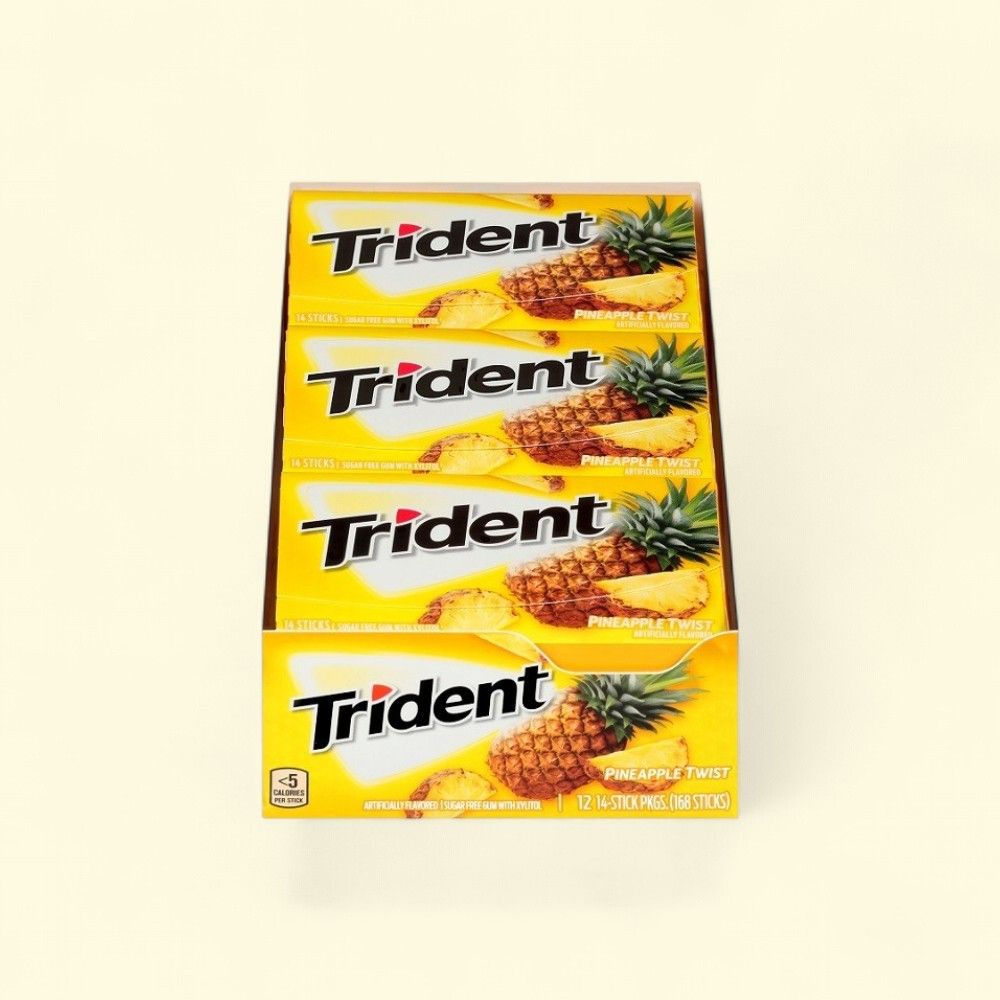 Trident Pineapple Twist Sugar-Free Gum, 14-Piece Pack — authentic US product shipped worldwide by Treatspree