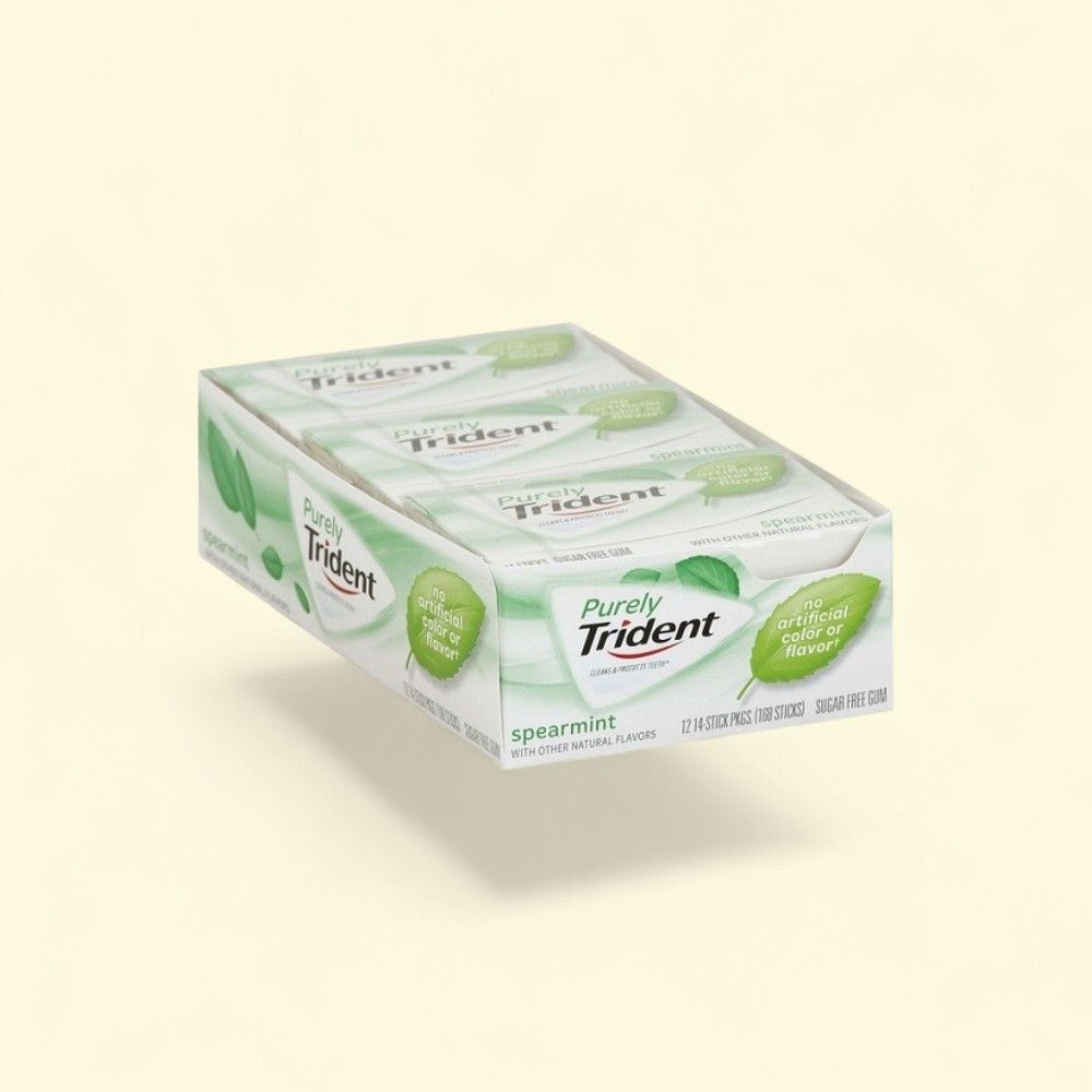 Trident Purely Spearmint Sugar-Free Gum, 12-Pack — authentic US product shipped worldwide by Treatspree
