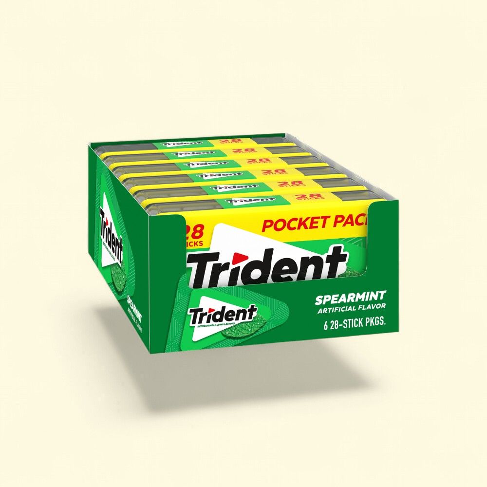 Trident Spearmint Sugar-Free Gum, 6 Count Pack — authentic US product shipped worldwide by Treatspree