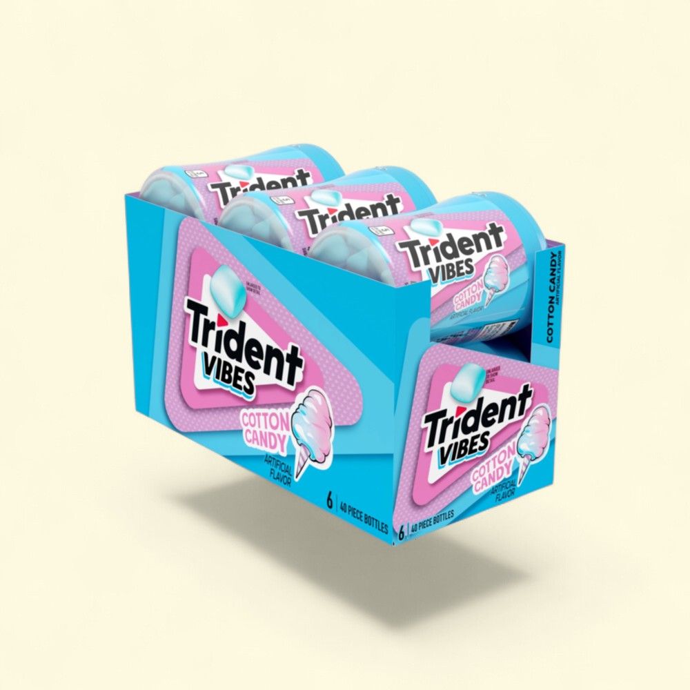 Trident Vibes Cotton Candy Chewing Gum — authentic US product shipped worldwide by Treatspree