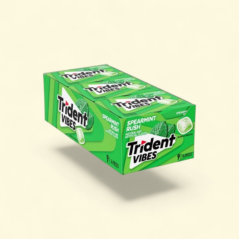Trident Vibes Spearmint Rush Gum (9 Count, 1.23 oz) — authentic US product shipped worldwide by Treatspree
