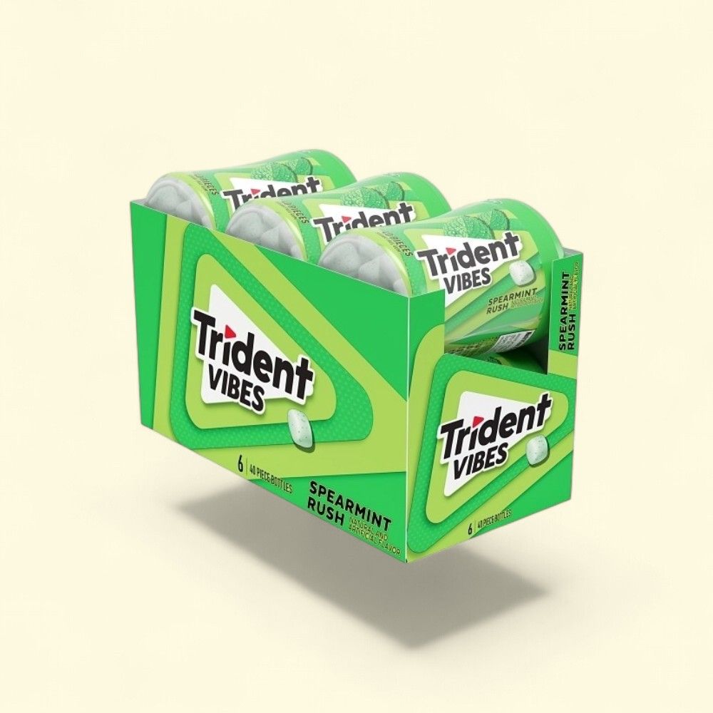 Trident Vibes Spearmint Rush Sugar-Free Gum Bottles (6-Pack) — authentic US product shipped worldwide by Treatspree
