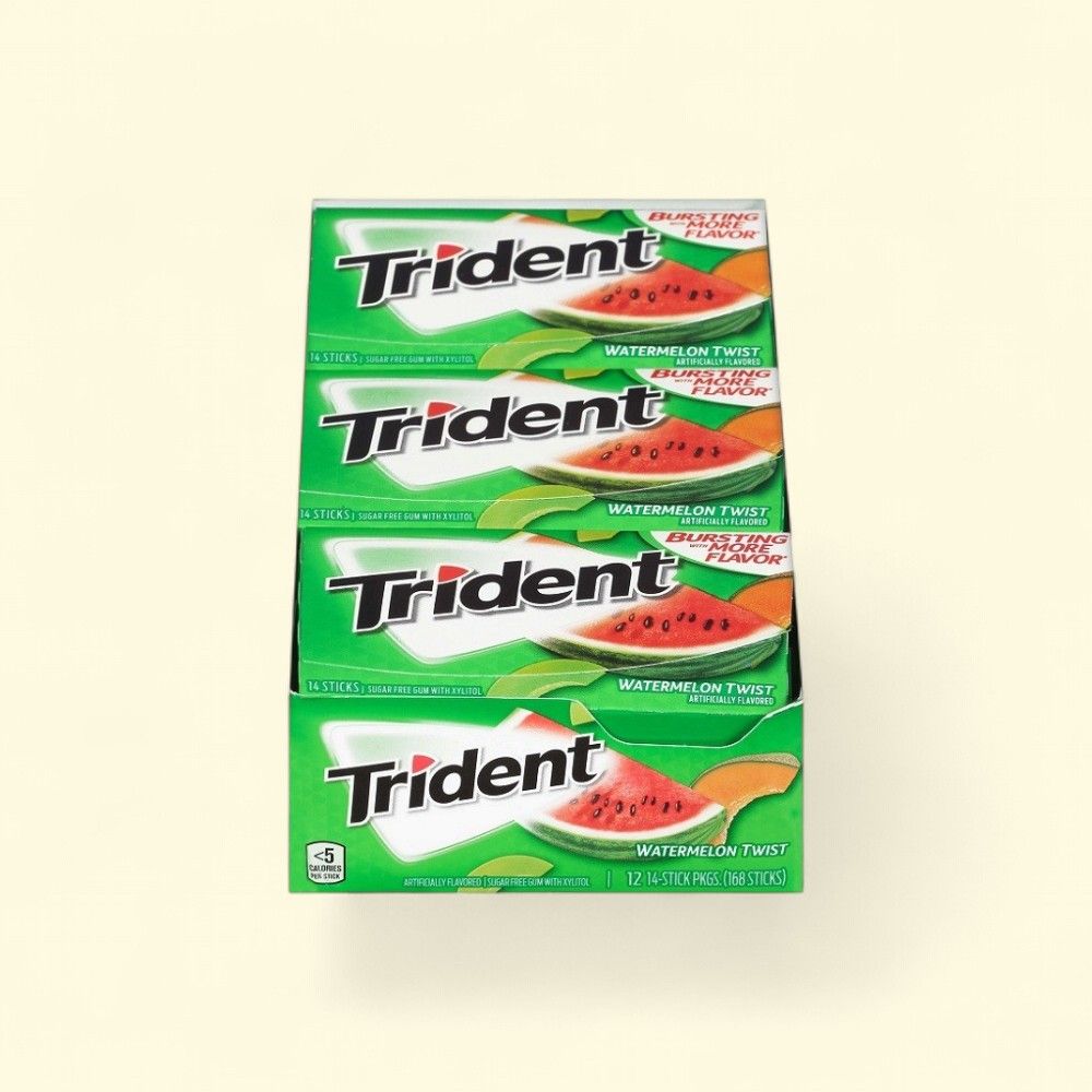 Trident Watermelon Twist Sugar-Free Gum (12 Packs) — authentic US product shipped worldwide by Treatspree
