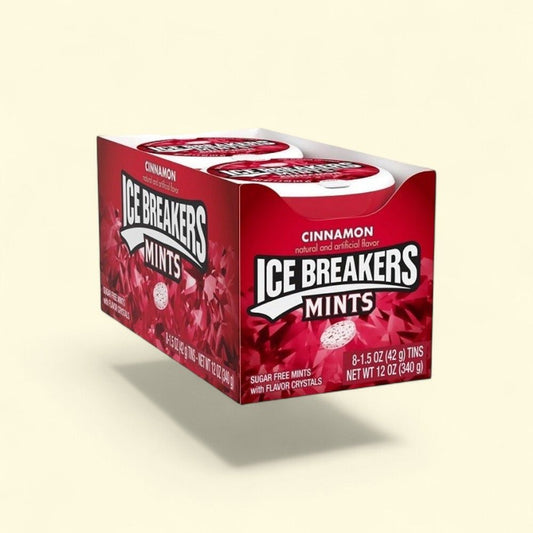Ice Breakers Sugar Free Cinnamon Mints, 8 Tins — authentic US product shipped worldwide by Treatspree