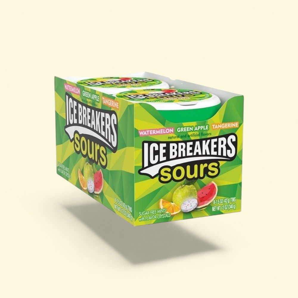 Ice Breakers Sours Mints, Assorted Fruit Flavors, 8-Count Tin — authentic US product shipped worldwide by Treatspree