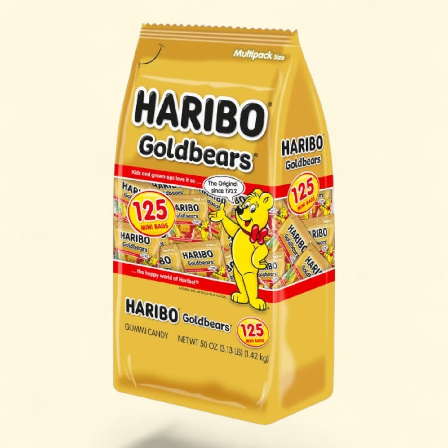 Haribo Goldbears Gummi Candy, Mini Bags, 0.4 oz, 125-count — authentic US product shipped worldwide by Treatspree