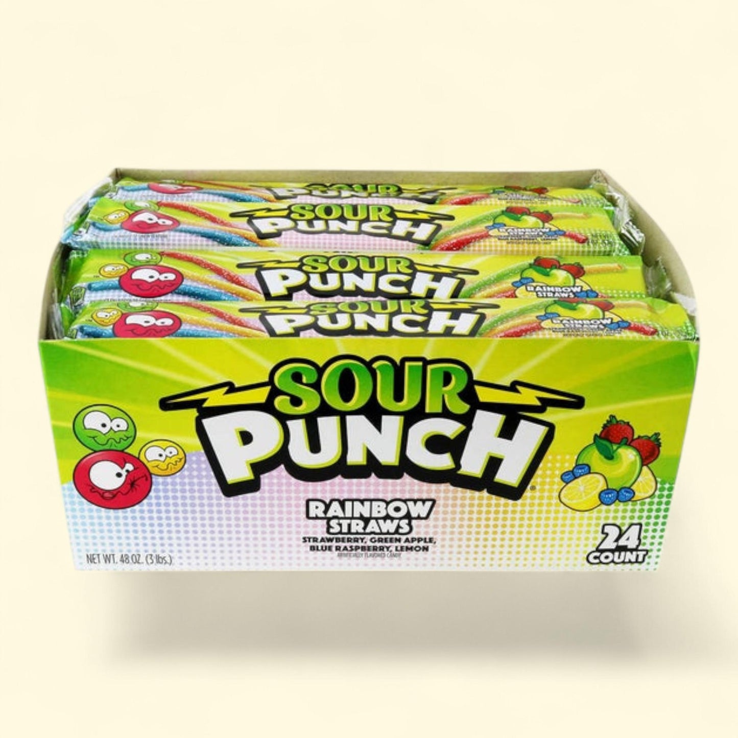 Sour Punch Straws, Rainbow, 2 oz, 24-count