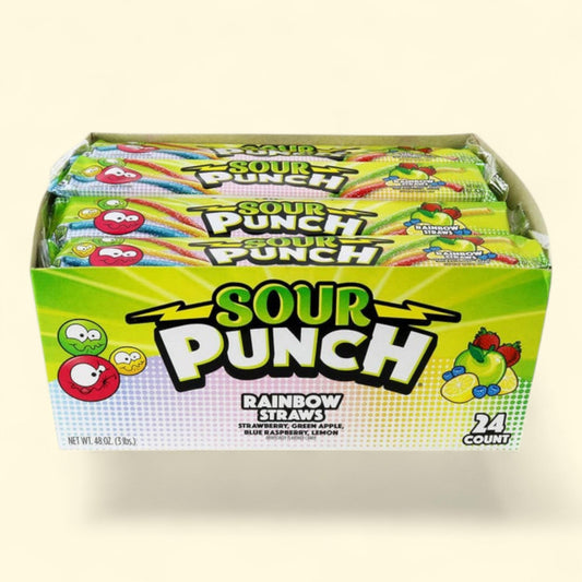 Sour Punch Straws, Rainbow, 2 oz, 24-count