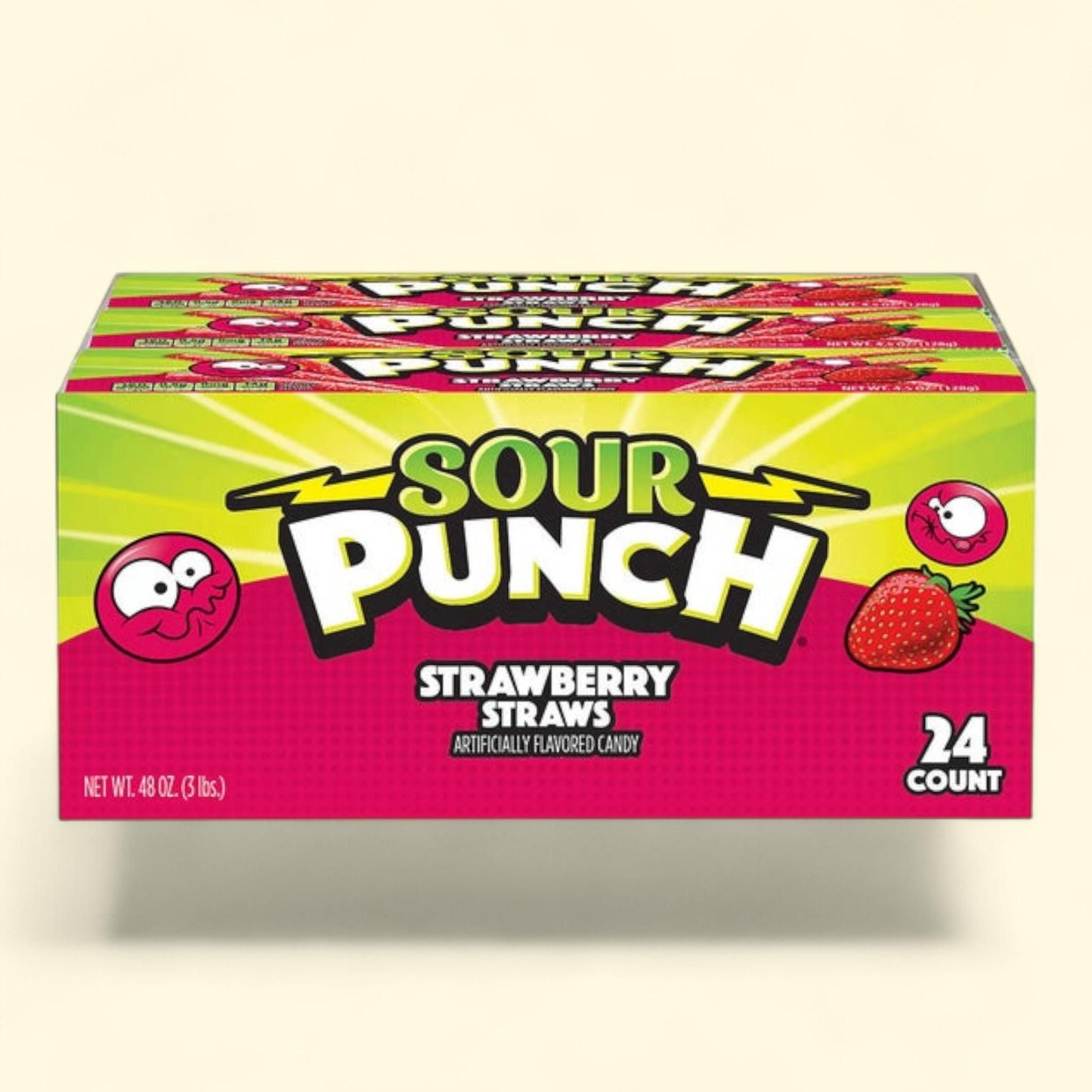 Sour Punch Straws, Strawberry, 2 oz, 24-count