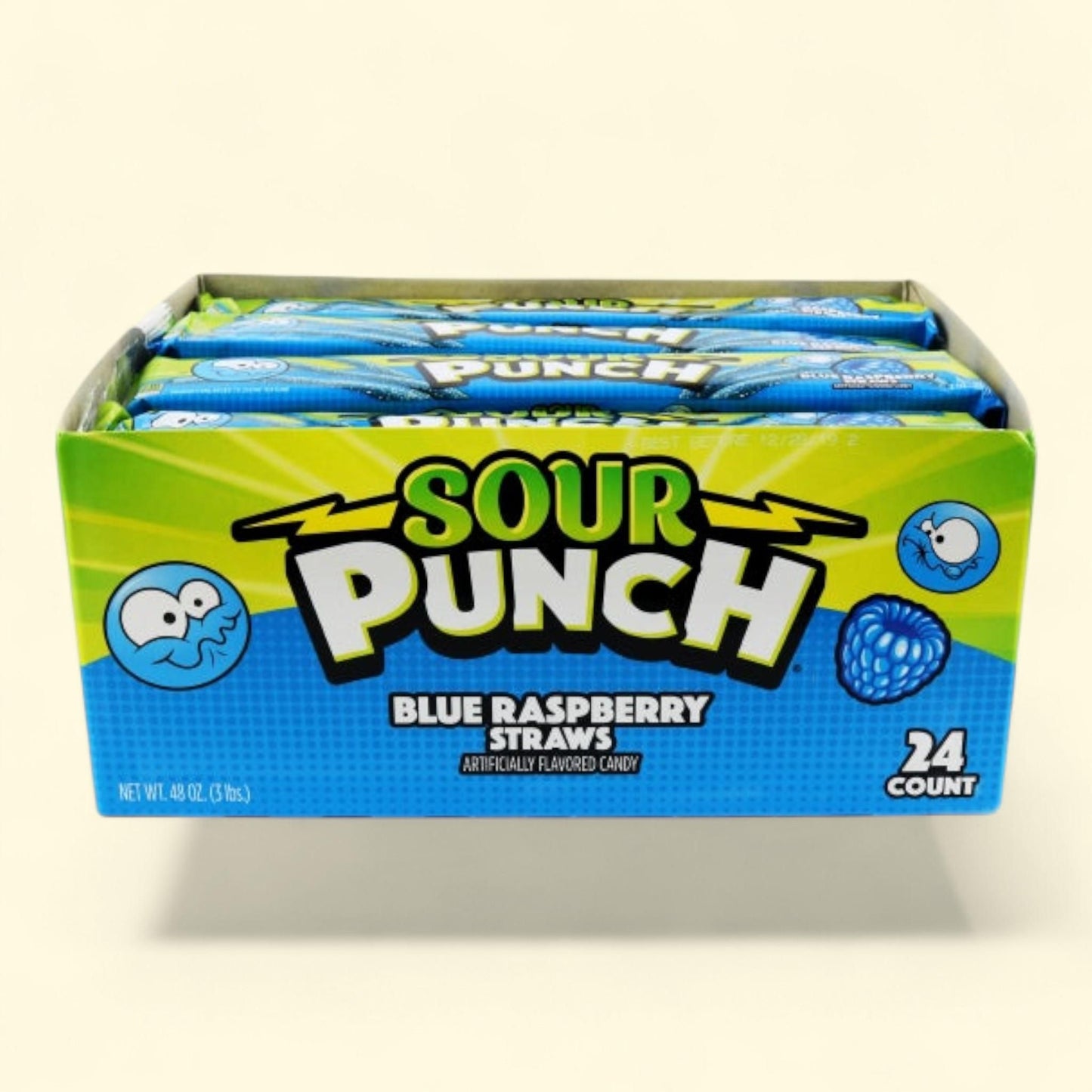 Sour Punch Straws, Blue Raspberry, 2 oz, 24 count