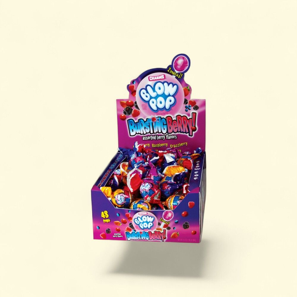 Blow Pop Bursting Berry Lollipops with Chewing Gum - 48 Count — authentic US product shipped worldwide by Treatspree