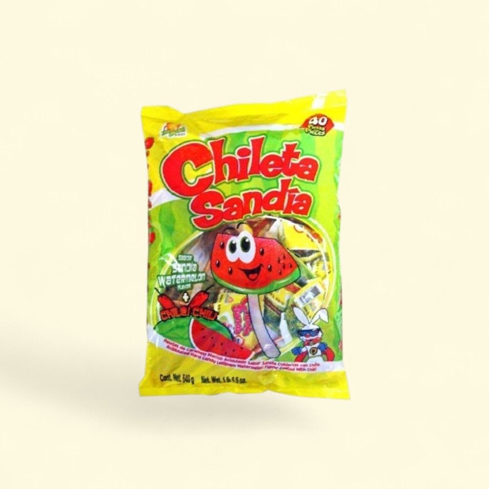 El Azteca Chileta Sandia Watermelon Chili Lollipops 40 Count — authentic US product shipped worldwide by Treatspree