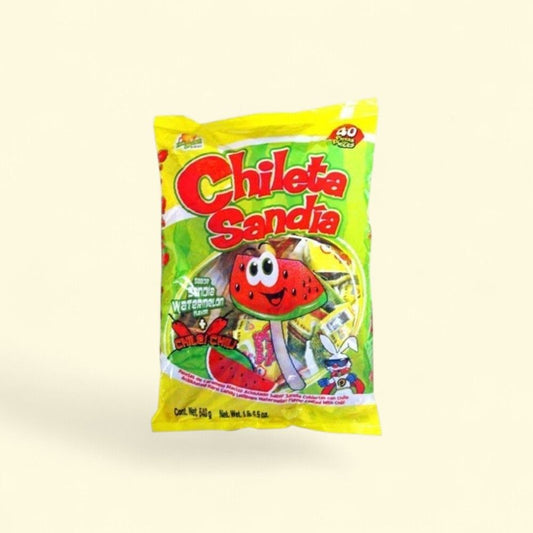 El Azteca Chileta Sandia Watermelon Chili Lollipops 40 Count — authentic US product shipped worldwide by Treatspree