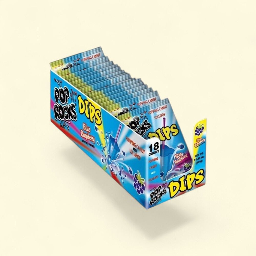 Pop Rocks Dips Raspberry Candy - 18 Count — authentic US product shipped worldwide by Treatspree