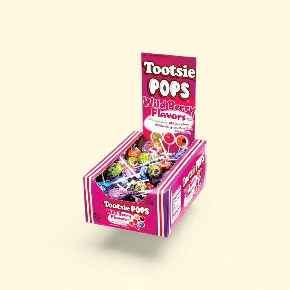 Tootsie Roll Wild Berry Pops Lollipops, 100 Count Bag — authentic US product shipped worldwide by Treatspree