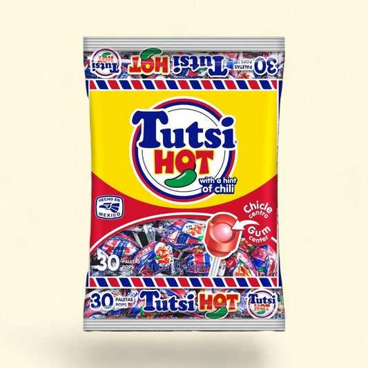 TUTSI Hot Paletas Lollipops with Chili Powder - 30 Count — authentic US product shipped worldwide by Treatspree
