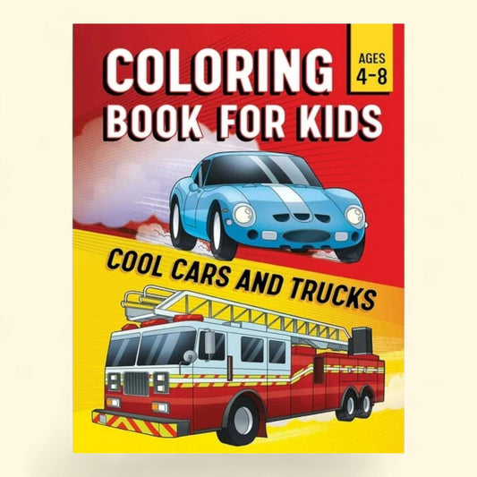 Coloring Book for Kids: Cool Cars & Trucks, 8.4 in