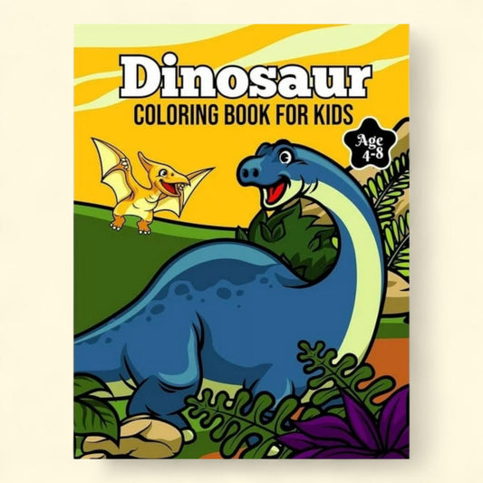 Cute Dinosaur Coloring Book, 50 Designs, Age 4-8