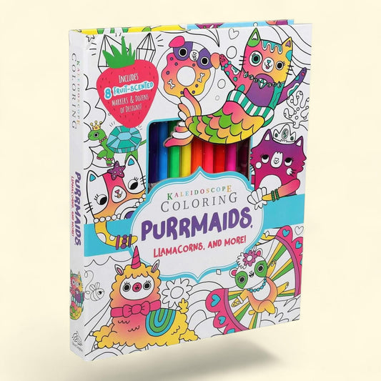 Silver Dolphin: Kaleidoscope Coloring, Purrmaids, Llamacorns, and More!, 8 Fruit-Scented Markers, Dozens of Designs, Hardcover