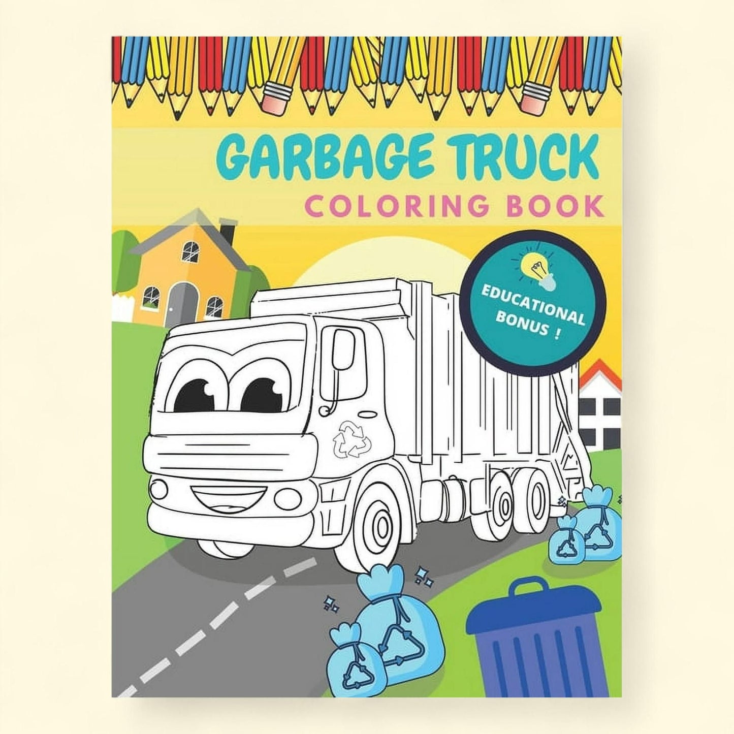 Garbage Truck Coloring Book, 9 in