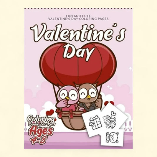 Valentine's Day Coloring Book, 50 Fun & Easy Coloring Pages, Ages 4-8