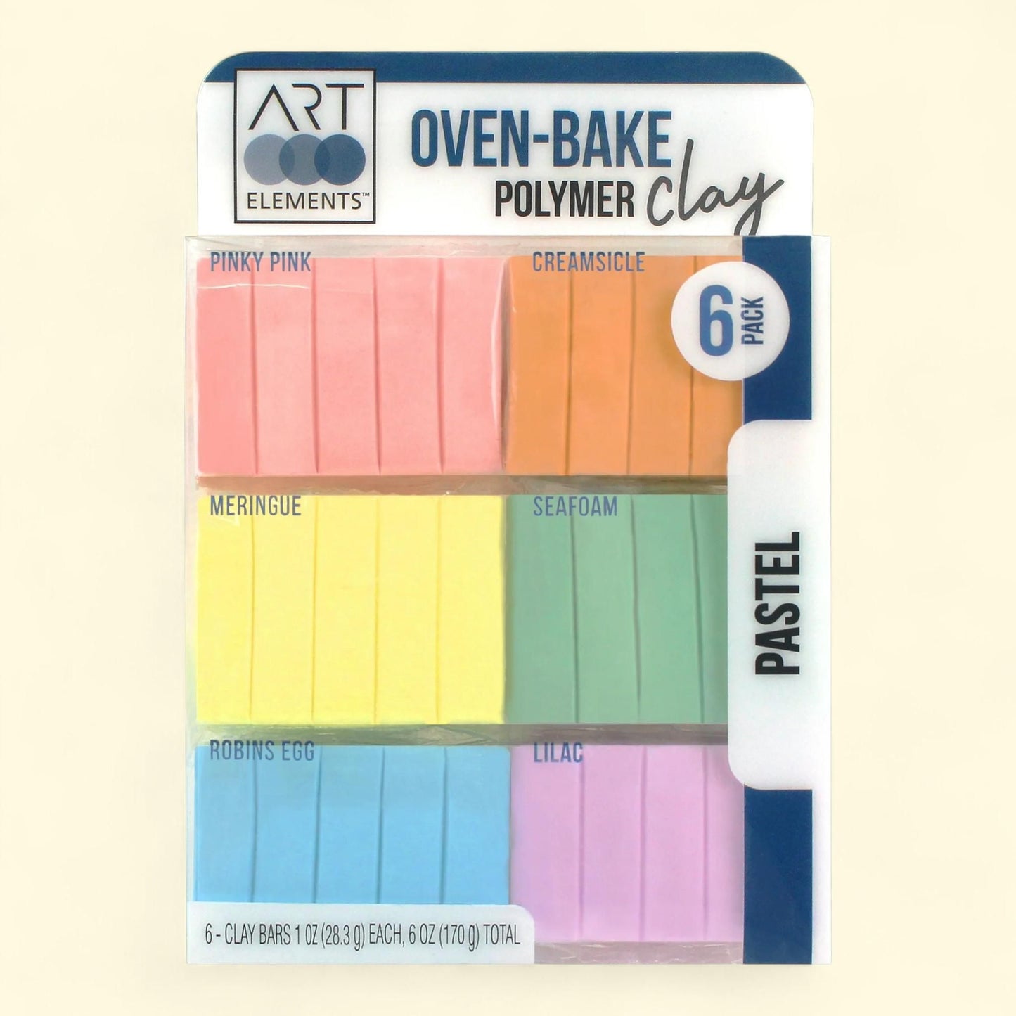 ArtSkills Art Elements 6 1oz Oven-Bake Polymer Clay, Pastel