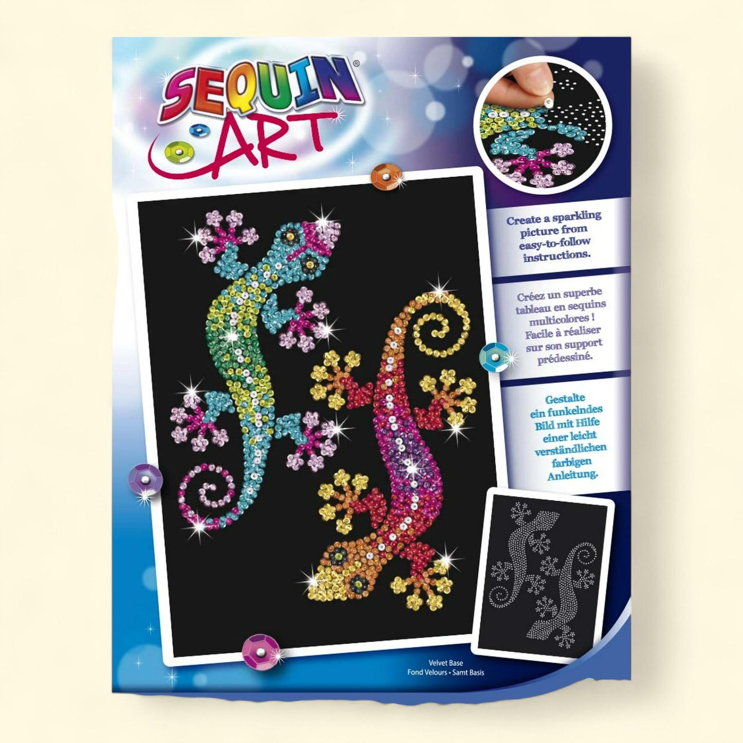 Sequin Art, Sparkling Geckos - Craft Kit