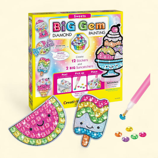 Creativity for Kids Big Gem Diamond Painting Sweets, Child Craft Kit, 15 count