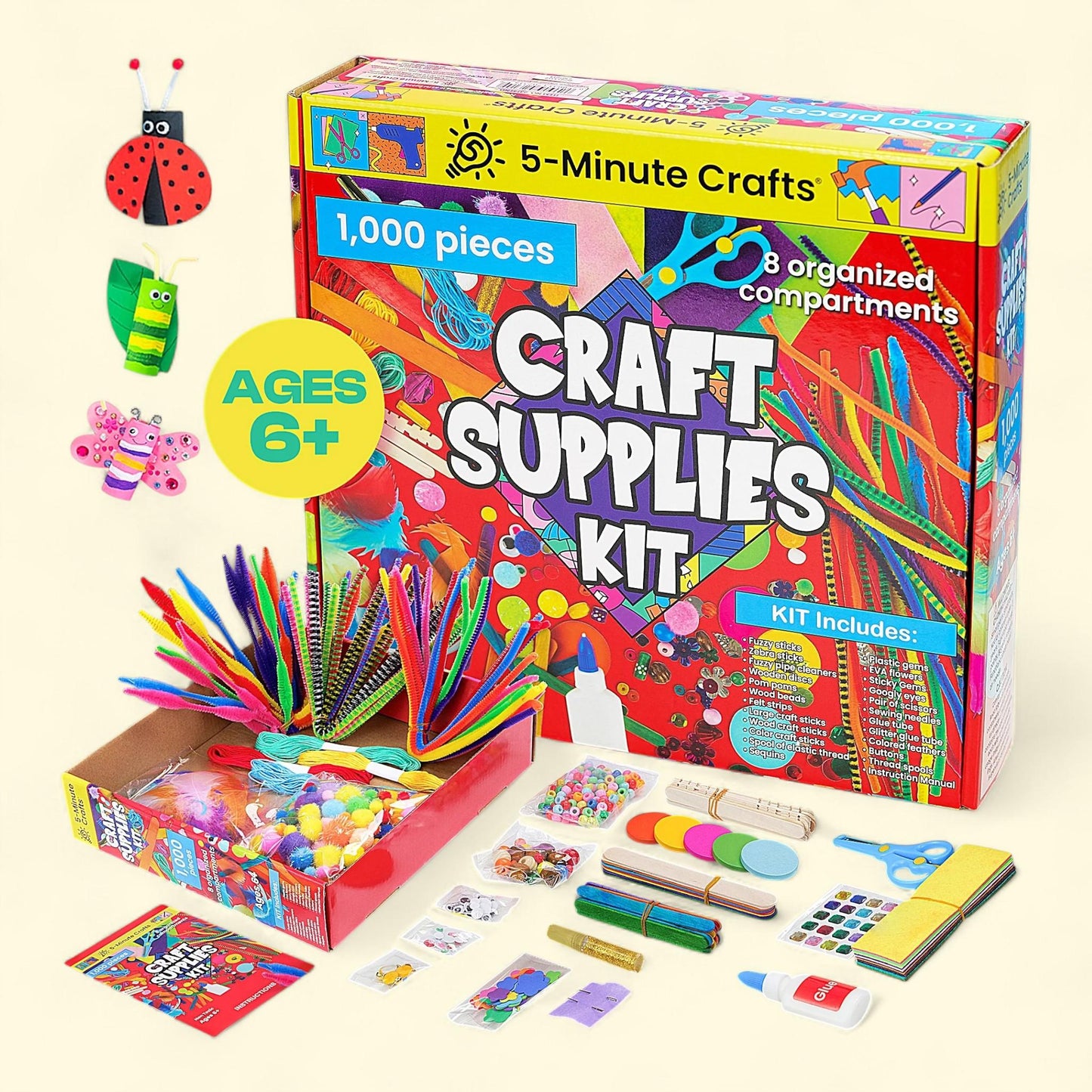 Fournitures pour loisirs créatifs « 5-Minute Crafts », 1 000 pièces, à partir de 6 ans