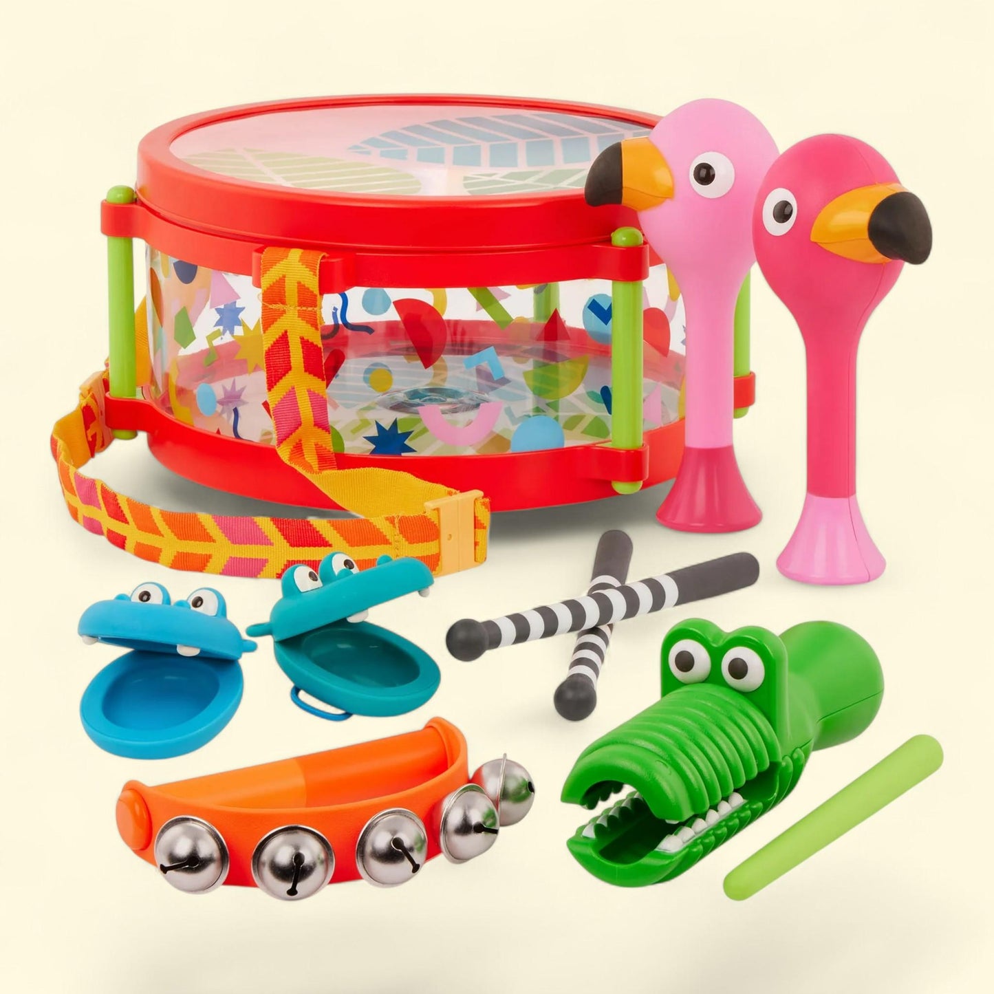 Battat Animal Jamboree Toy Drum and 4 Musical Instruments, Toddler and Preschool Toys
