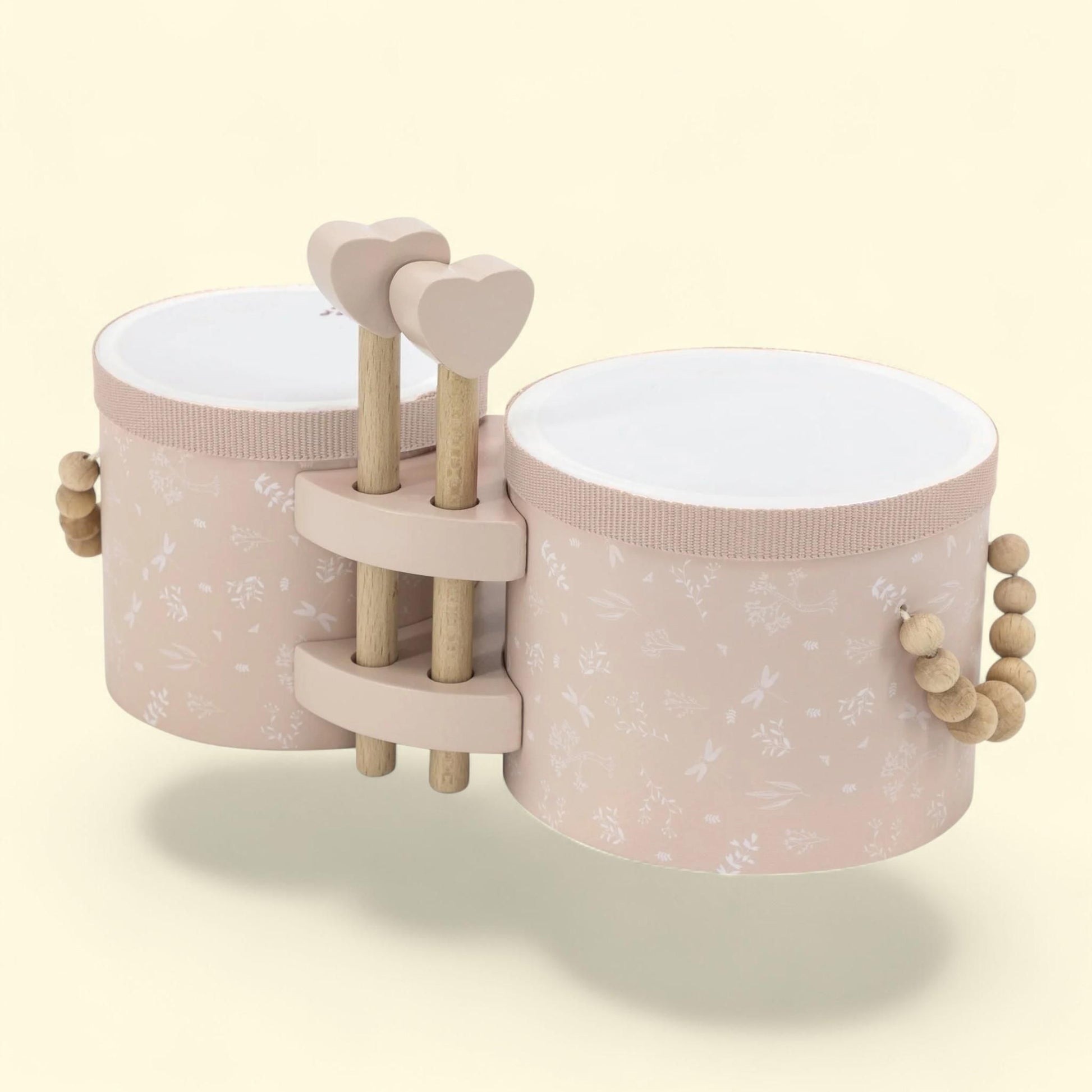 Label Label: Wooden Bongos, Pink, 2 Heart-Shaped Drum Sticks, Carry... — authentic US product shipped worldwide by Treatspree